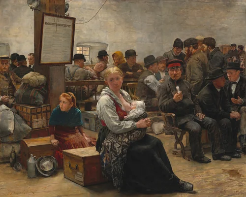 In the Land of Promise, Castle Garden by Charles Frederic Ulrich, painting, 1884