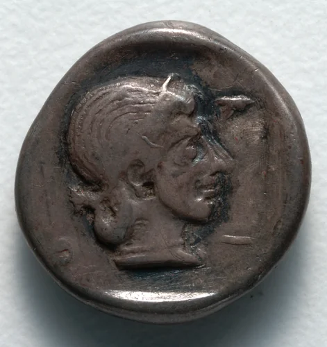 Hemidrachm: Head of Artemis (reverse) by Unknown, metalwork, -490--475