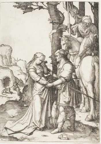 Saint George Liberating the Princess by Lucas van Leyden, print, 1503-1513