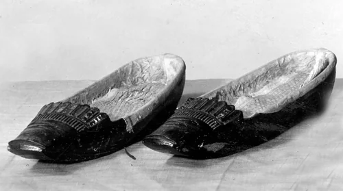 Pair of Sabots by France, Normandy, textile, 1760-1790