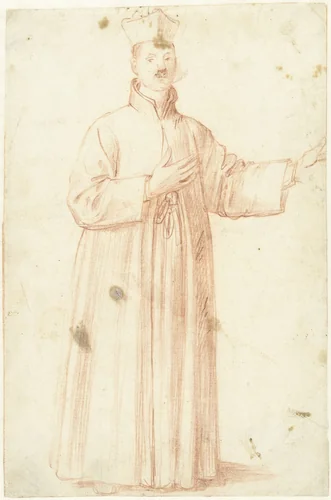 Staande geestelijke by Unknown, drawing, 1578-1640