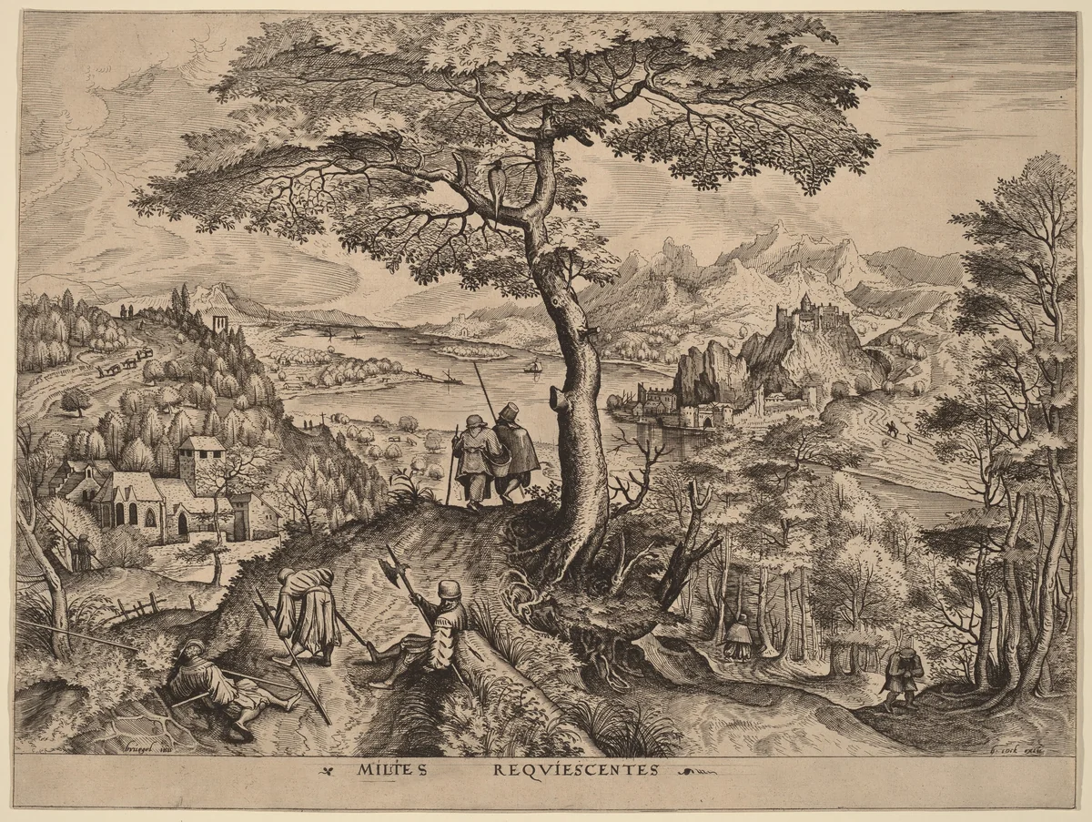 Milites Requiescentes (Soldiers at Rest) by Johannes van Doetechum
Lucas van Doetechum
Pieter Bruegel
Hieronymus Cock, print, 1555-1557