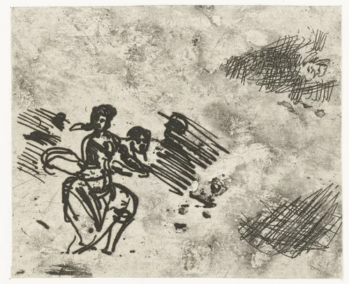 Zittende vrouw by Claude Lorrain, print, 1630-1633