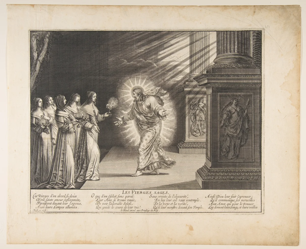 The Wise Virgins before Christ by Abraham Bosse, print, 1630-1640