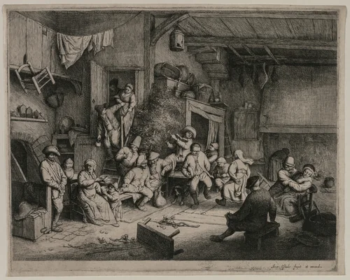 The Dance in the Inn by Adriaen van Ostade, print, 1652