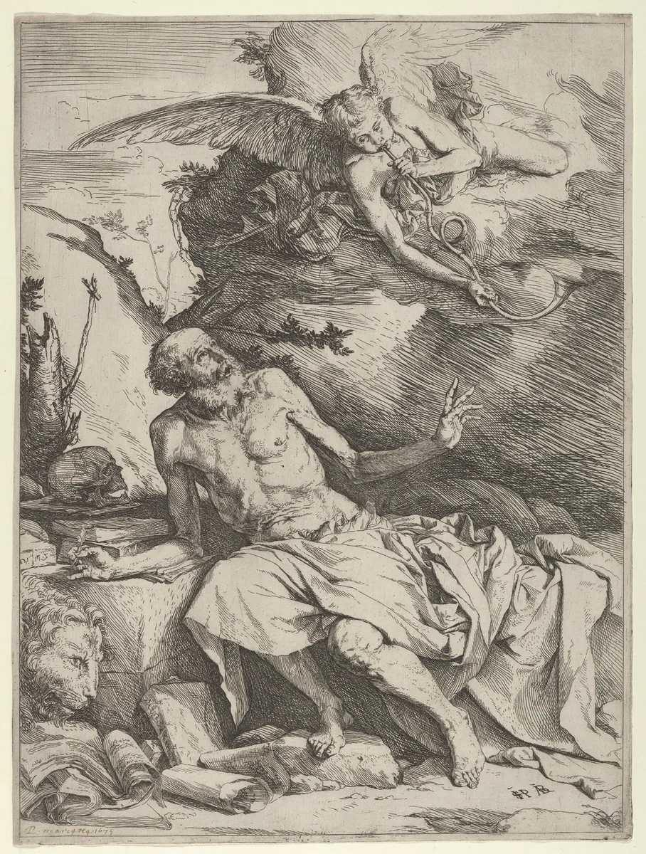 Saint Jerome Hearing the Trumpet of the Last Judgment by Jusepe de Ribera, print, 1616-1626
