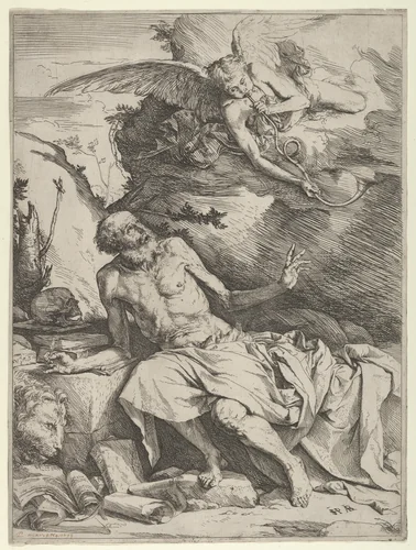 Saint Jerome Hearing the Trumpet of the Last Judgment by Jusepe de Ribera, print, 1616-1626