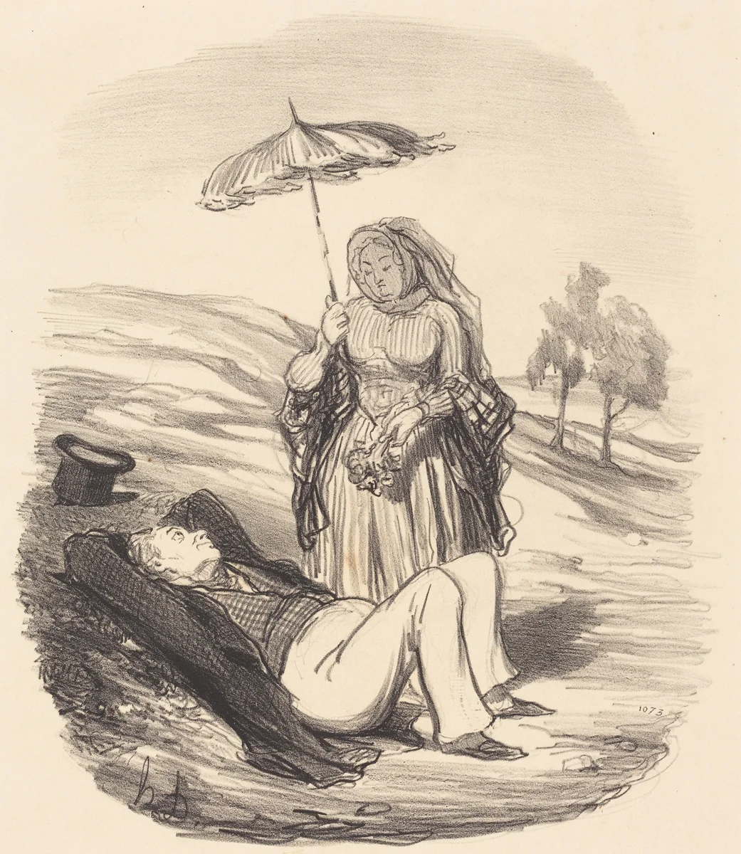 Une Promenade conjugale by Honoré Daumier, print, 1852