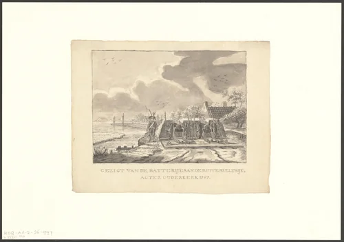 Gezicht op een batterij aan de Buiten Bullewijk by anonymous, drawing, 1787-1899