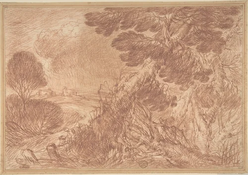 Landscape by anonymous, drawing, 1700-1800