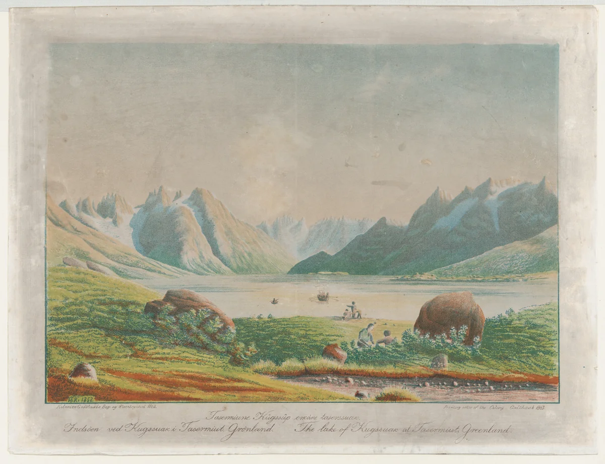 The lake of Kuggsuak at Tasermiut, Greenland by Lars Møller, print, 1863