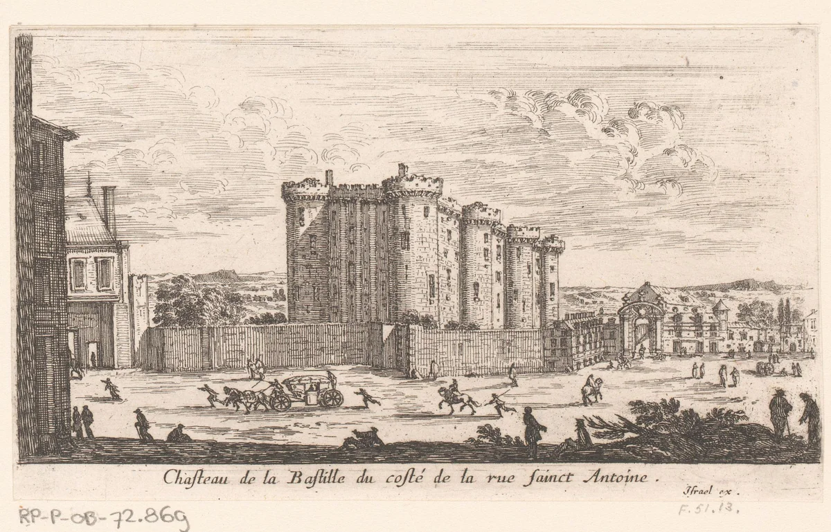 Gezicht op de Bastille by Israël Silvestre, print, 1652