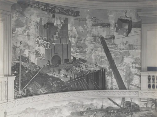 Administration Building, Balboa, C.Z. Rotunda decorations: Miraflores Locks under construction by Unidentified Photographer, photograph, 1907