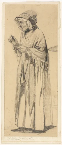 Old Woman in Shawl and Cap by Unknown Artist, drawing, 1800-1899