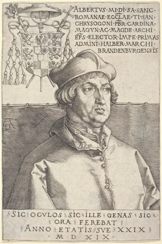 Cardinal Albrecht of Brandenburg ("Small Cardinal") by Albrecht Dürer, print, 1519
