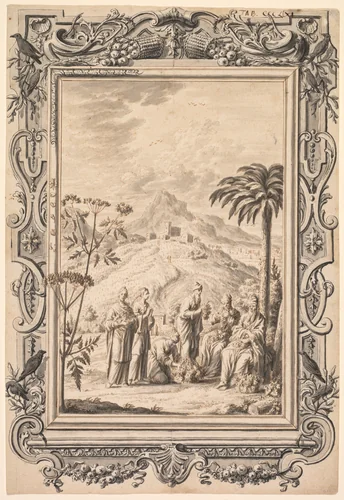 Illustration and Border Design for Kupfer-Bibel (Copper Bible) by Johan Melchior Füssli, drawing, 1725-1735