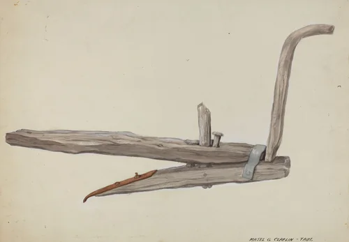 Wooden Plow by Majel G. Claflin, index of american design, 1937