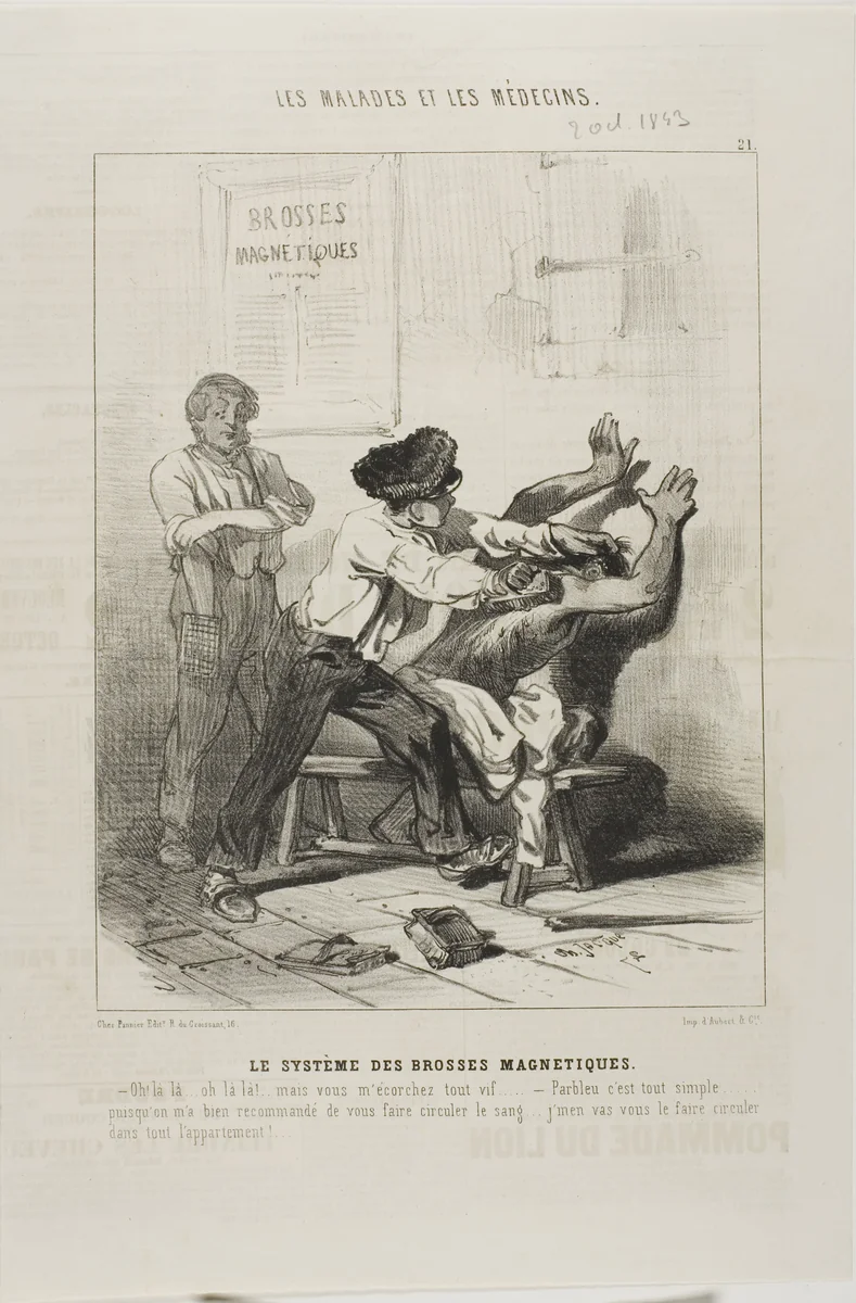 The Magnetic Brush Method (plate 21) by Charles-Émile Jacque, print, 1843