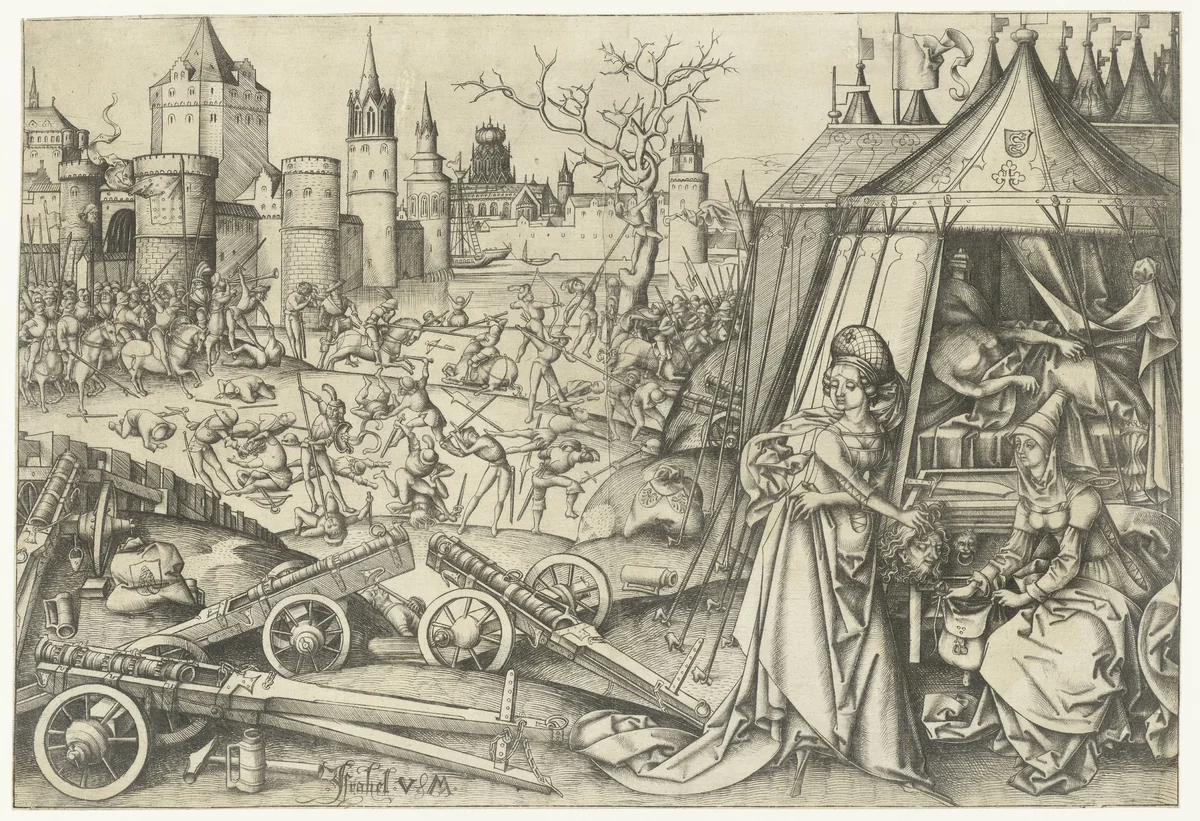 Judith met het hoofd van Holofernes by Unknown, print, 1455-1503