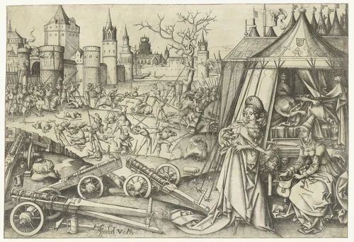 Judith met het hoofd van Holofernes by Unknown, print, 1455-1503