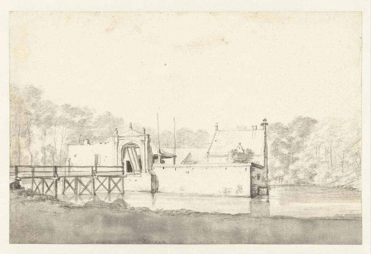 View of Huis te Rijswijk near Woudrichem by Roelant Roghman, drawing, 1646-1647