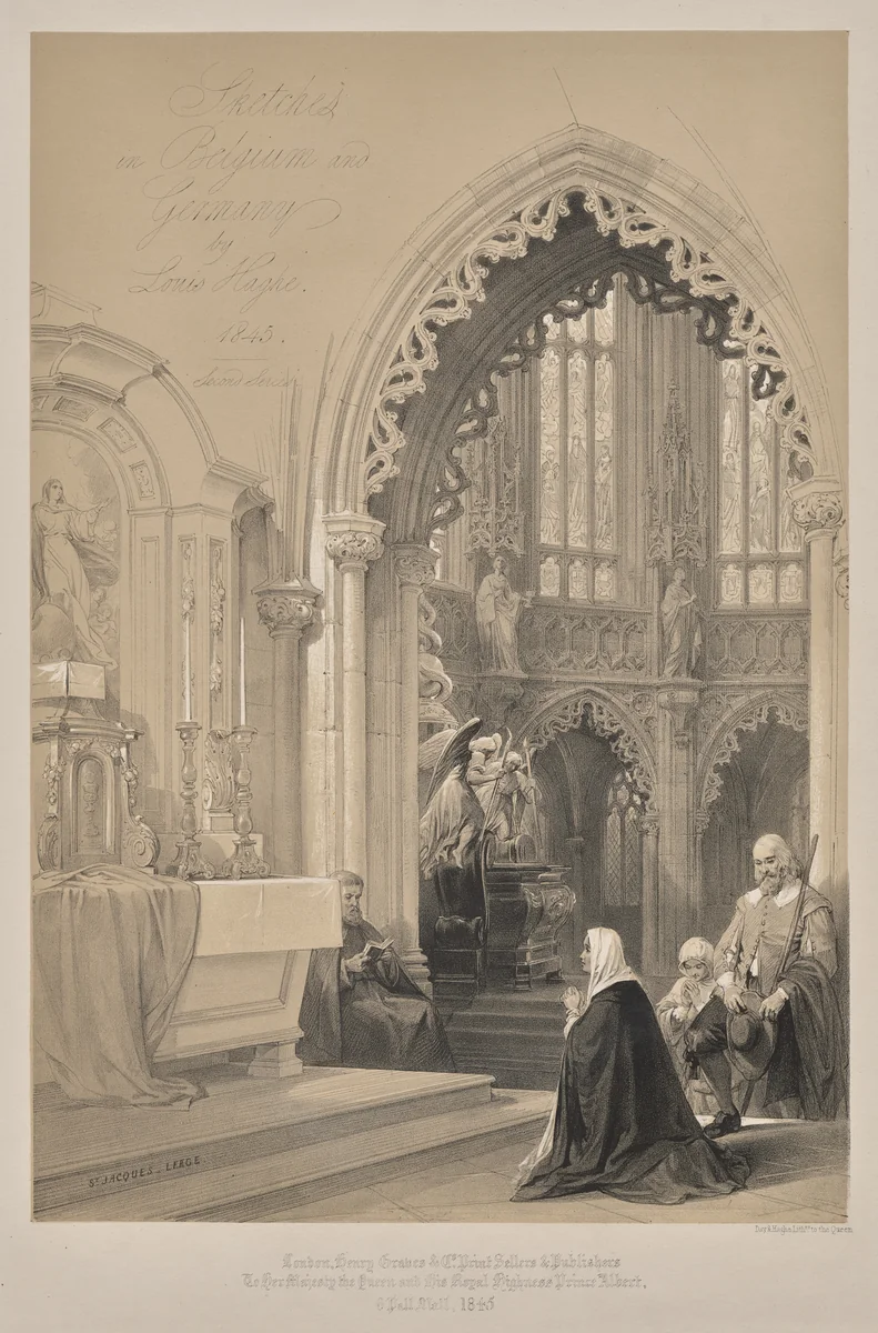 Sketches in Belgium and Germany, Second Series: No. 1 - Title Page - St. Jacques, Liege by Louis Haghe, print, 1845