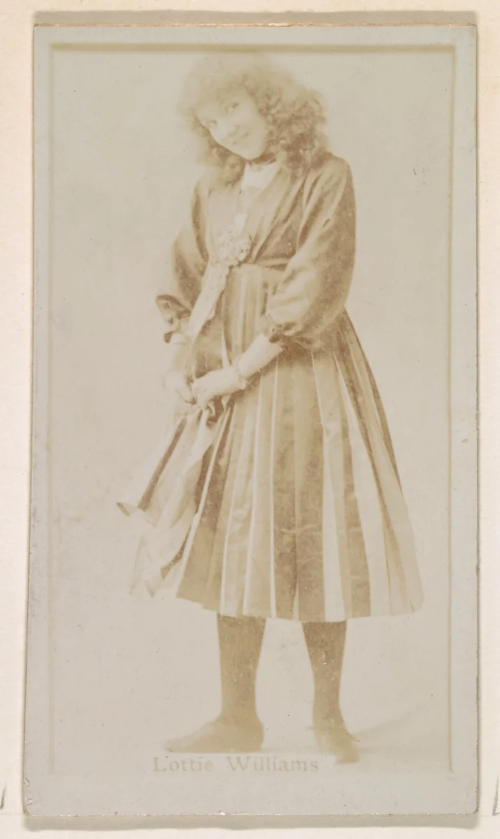 Lottie Williams, from the Actresses series (N245) issued by Kinney Brothers to promote Sweet Caporal Cigarettes by Kinney Brothers Tobacco Company, photograph, 1890