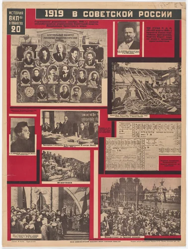 1919 in Soviet Russia (1919 v sovetskoi Rossii). Poster no. 20 of 25 from the series The History of the All-Union Communist Party (of Bolsheviks) in Posters (lstoria VKP[b] v plakatakh) by Aleksandr Rodchenko, print, 1926