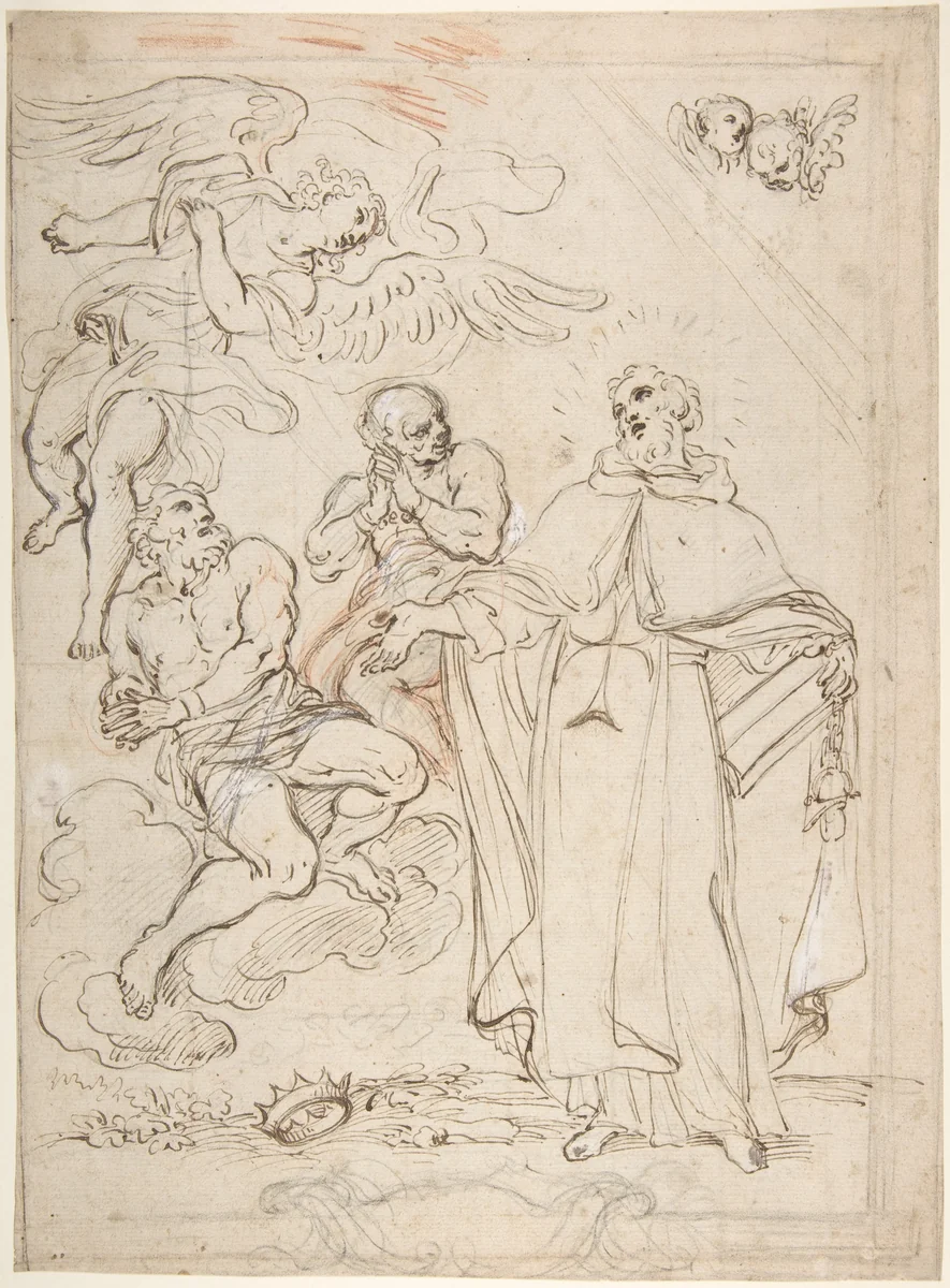 The Vision of Saint John of Matha by Giacinto Calandrucci, drawing, 1646-1707