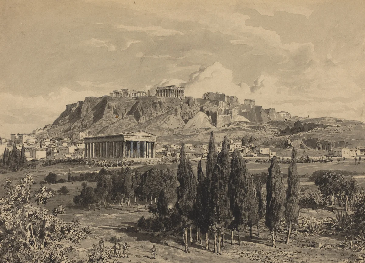 Temple of Hyphaestus by Themistocles von Eckenbrecher, drawing, 1890