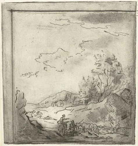 Landschap met ruiter en herder by Louis Bernard Coclers, print, 1756-1817
