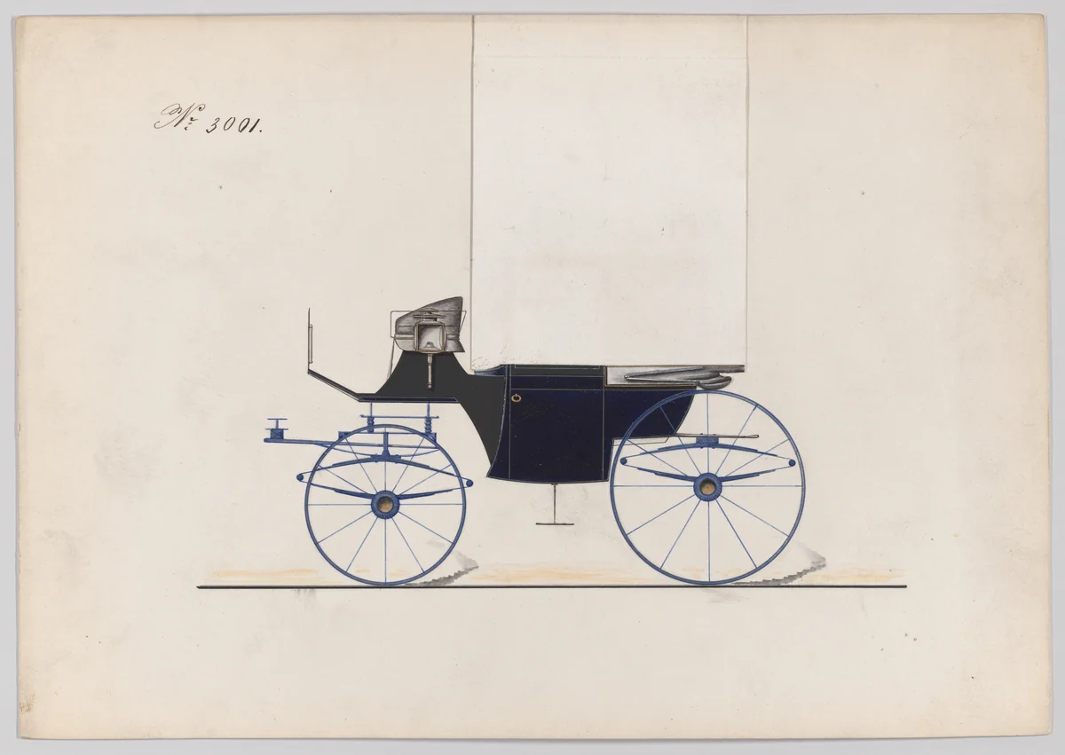 Design for Landaulet, no. 3001 by Brewster & Co., drawing, 1874