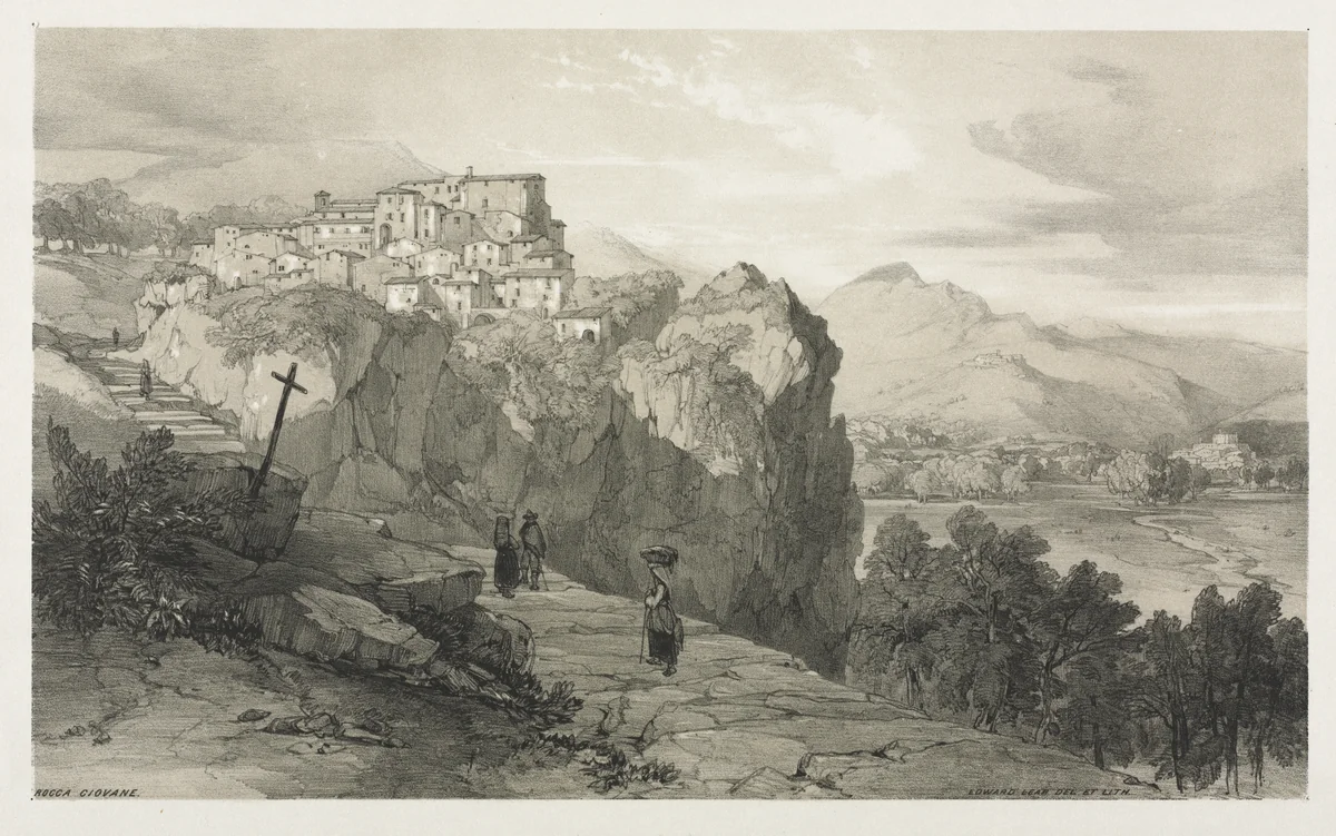 Rocca Giovane by Edward Lear, print, 1841