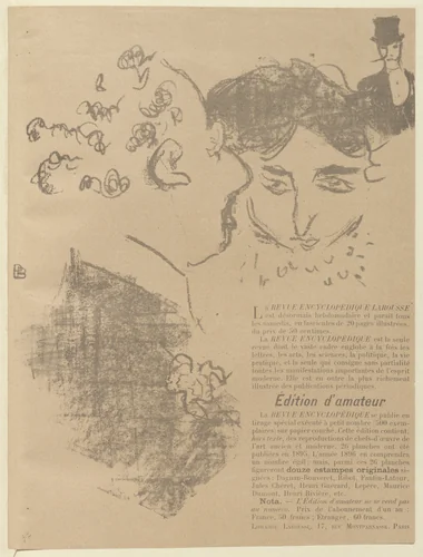 Advertisement for Revue encyclopédique Larousse from The Beraldi Album of Theatre Programs by Pierre Bonnard, print, 1896