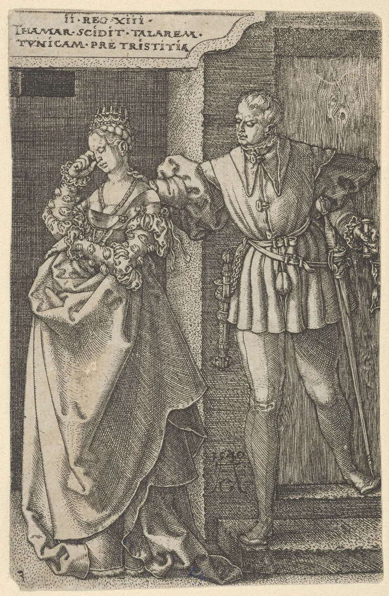 Tamar Turned Out of Amnon's House by Heinrich Aldegrever, print, 1540