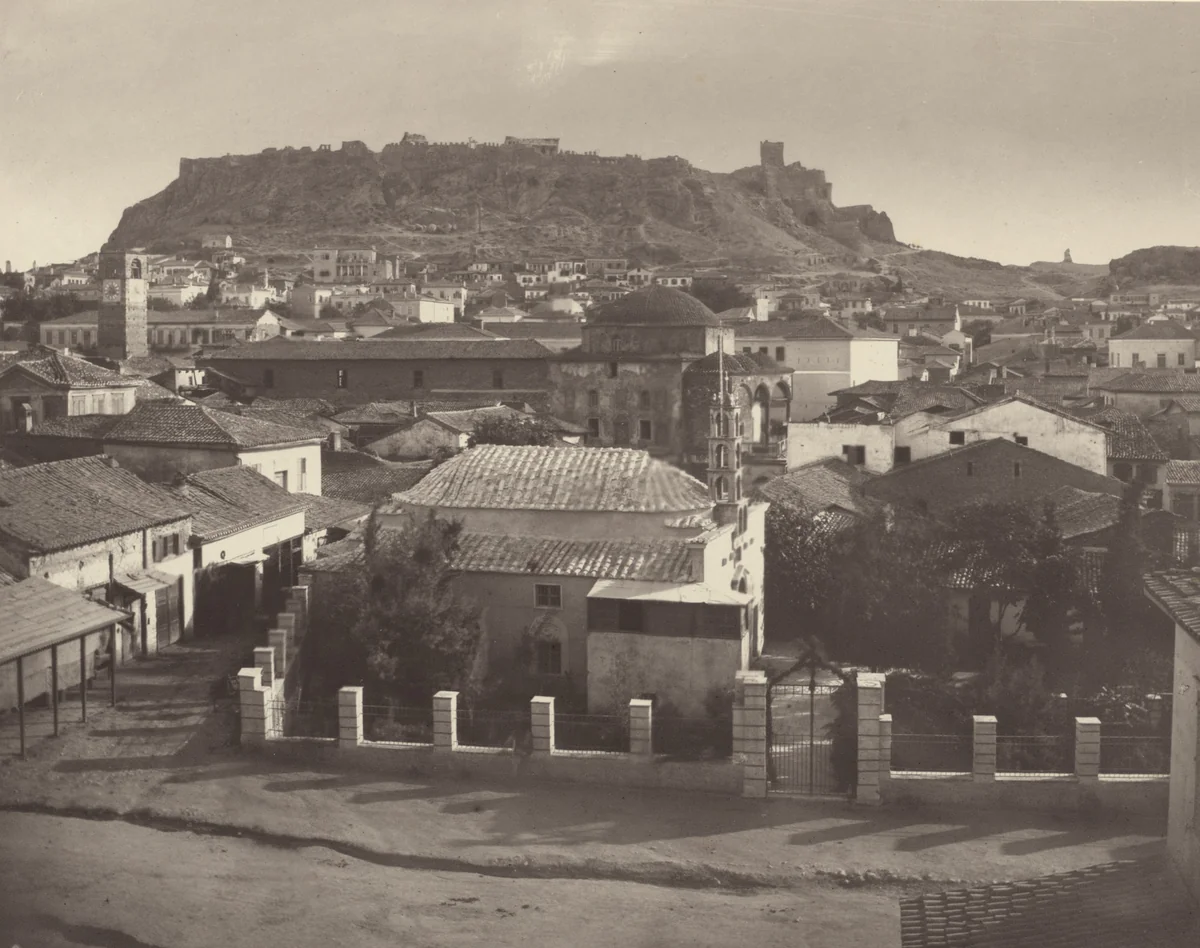 View of the Acropolis from the North, with the Turkish Town at the Foot of the Hill by William James Stillman, photograph, 1869