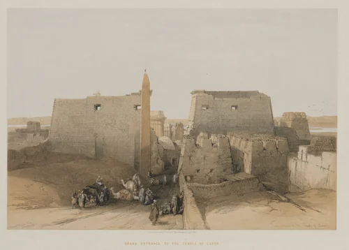 Egypt and Nubia, Volume II: Grand Entrance to the Temple of Luxor by Louis Haghe, print, 1848