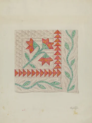 Quilt (Corner Section) by Cornelius Christoffels, index of american design, 1940