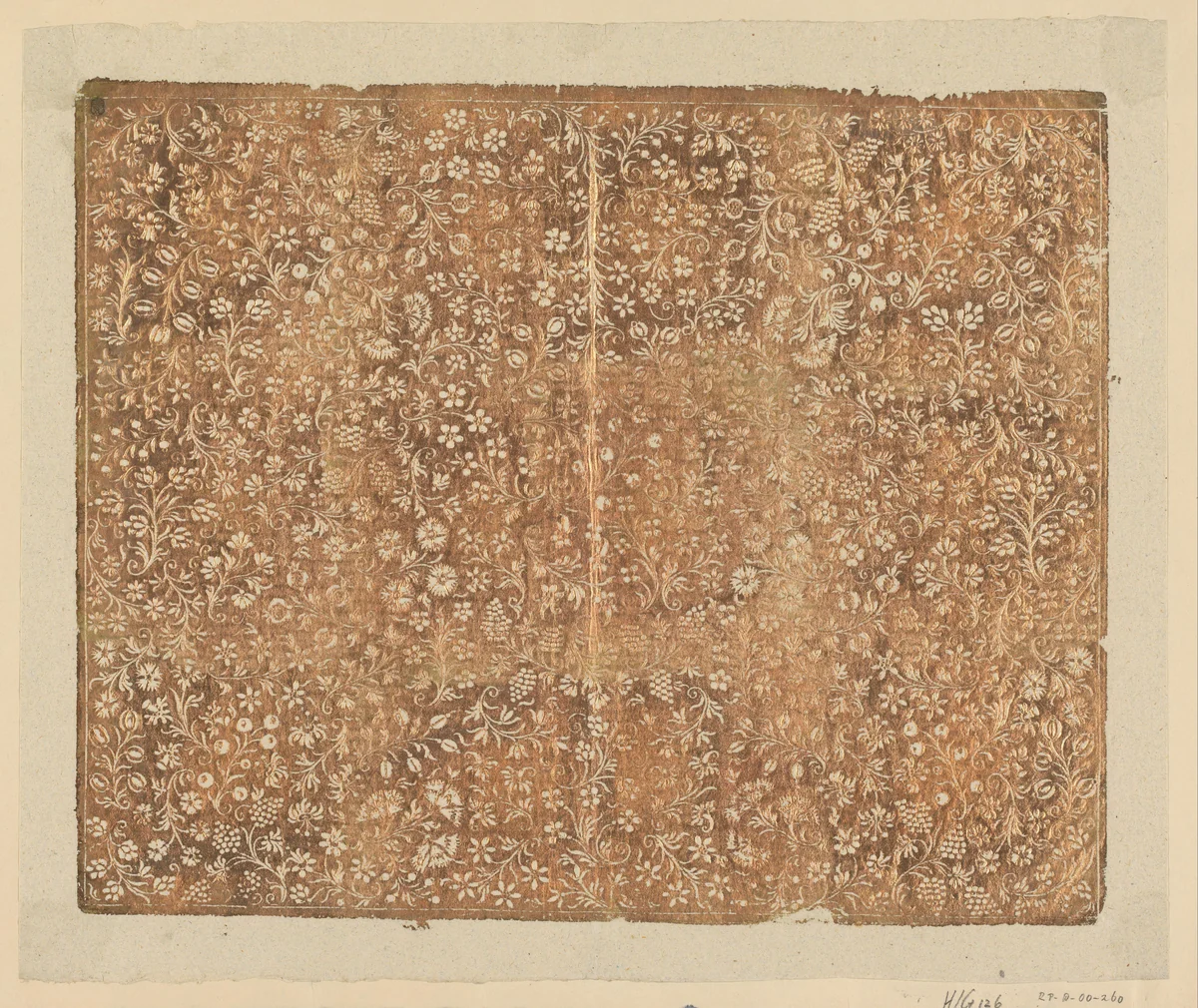 Blad met ranken met vruchten en bloemen by anonymous, other, 1750-1800