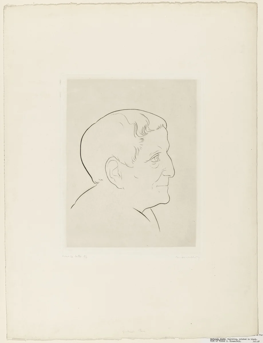 Gertrude Stein by Louis Marcoussis, print, 1898