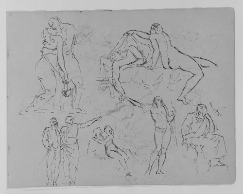 Six Figure Studies (from Sketchbook) by Thomas Sully, artwork, 1810-1820