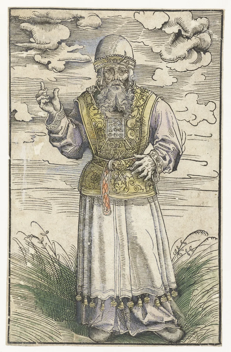 Hogepriester staand in liturgisch kleding by Lucas Cranach, print, 1523-1526