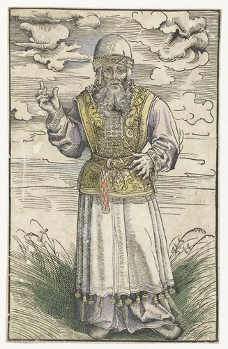 Hogepriester staand in liturgisch kleding by Lucas Cranach, print, 1523-1526