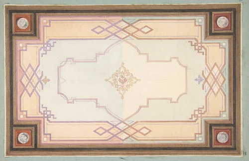 Design for a ceiling by Jules-Edmond-Charles Lachaise, drawing, 1850-1900