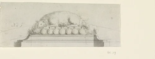 Lam met boek met zeven zegels by anonymous, drawing, 1600-1800