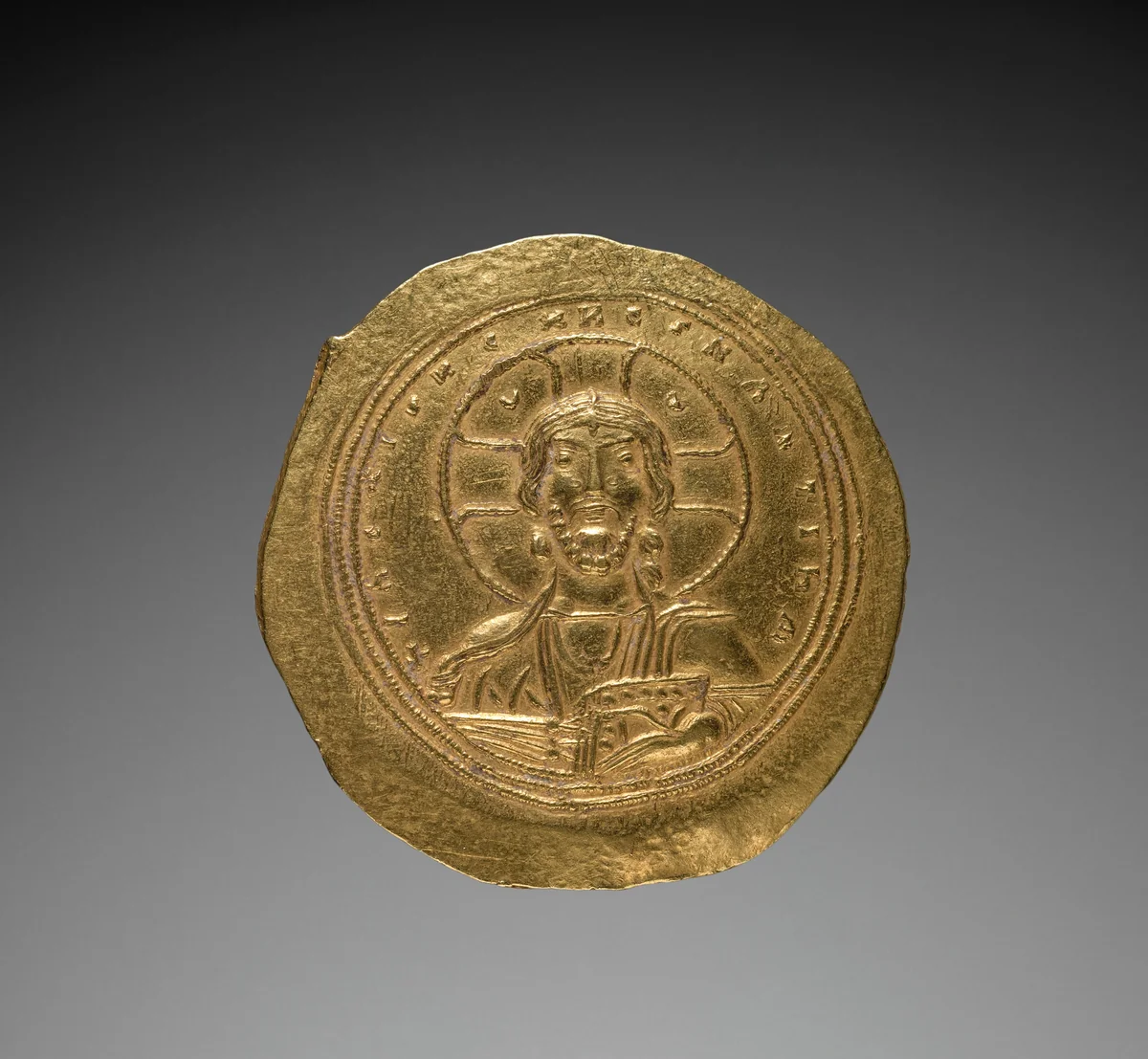 Nomisma with Constantine IX Monomachus (obverse) by Unknown, metalwork, 1042-1055