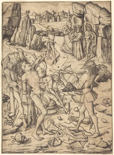 Martyrdom of Saint Sebastian by Master E. S., print, 1450-1460