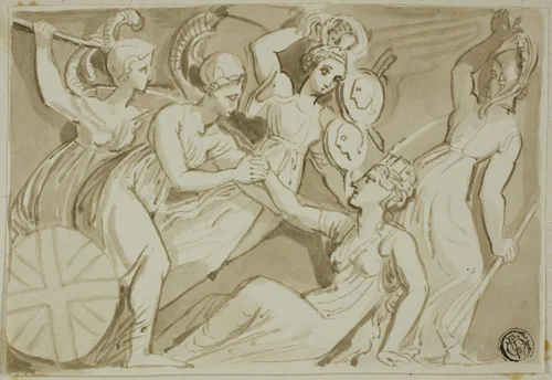 Female Warriors Coming to the Aid of Britannia by Thomas Stothard, drawing, 1775-1840