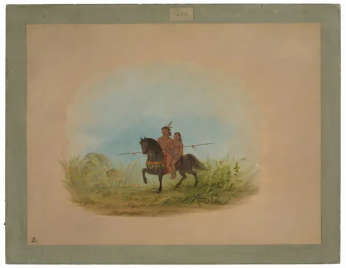 Bride and Groom on Horseback - Connibo by George Catlin, painting, 1854-1869