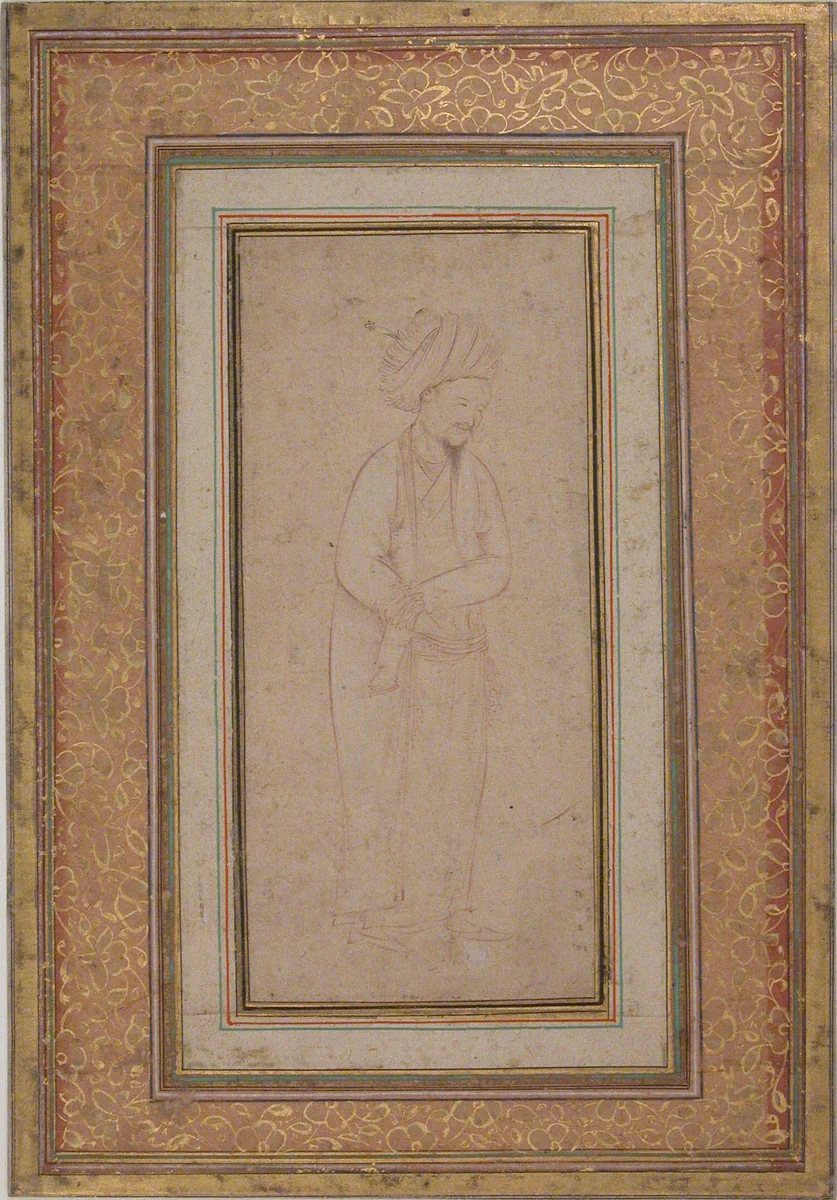 Man in a Long-sleeved Coat by Riza-yi Abbasi, manuscript, 1575-1625